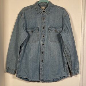 VTG LL Bean Mens Denim Workshirt Shacket Button Up Sz MD Rugged Chore Heritage